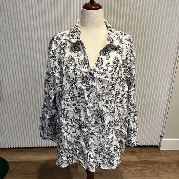 JOIE Women's Floral Button Up Linen Shirt Size 3X - Picture 1 of 6